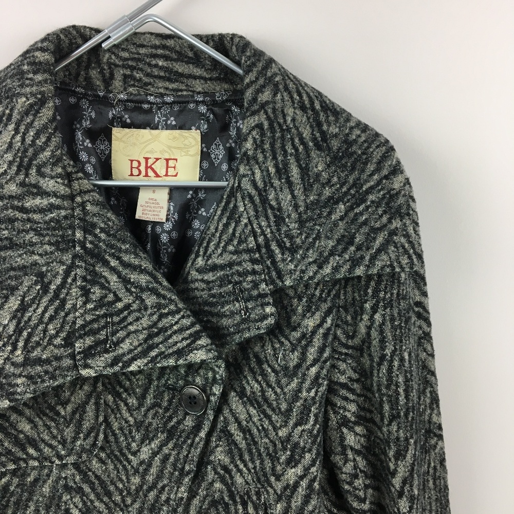 BKE Wool Blend Zebra Pea Coat Jacket Size Small
